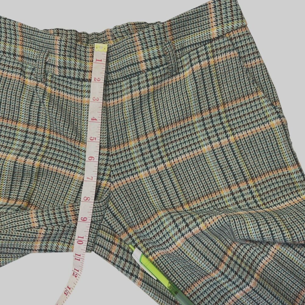Sisley Womens 42 Small Green Plaid 25 % Wool Blend Cropped Pants Boho Retro Chic - Picture 14 of 16